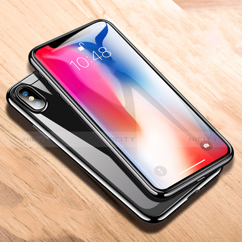 Custodia Silicone Trasparente Specchio Laterale 360 Gradi T05 per Apple iPhone X Nero