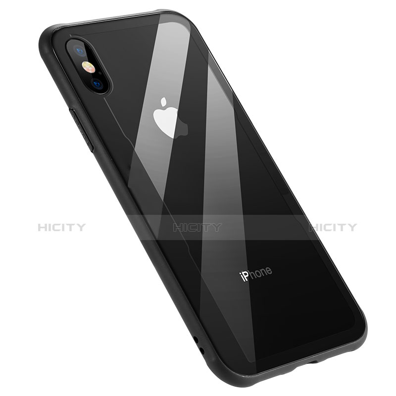 Custodia Silicone Trasparente Specchio Laterale 360 Gradi T09 per Apple iPhone Xs Nero