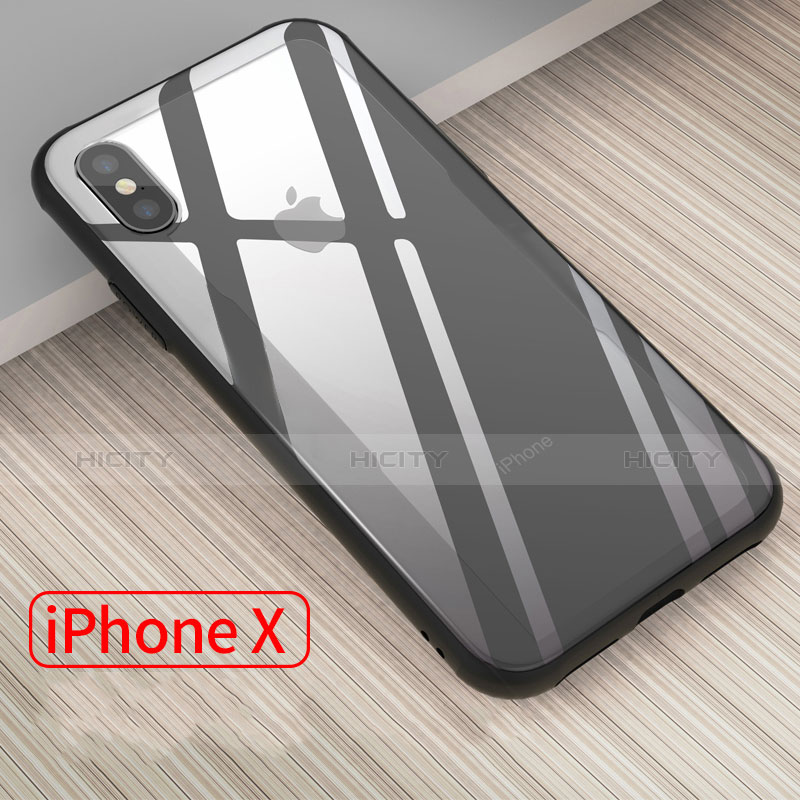 Custodia Silicone Trasparente Specchio Laterale 360 Gradi T09 per Apple iPhone Xs Nero