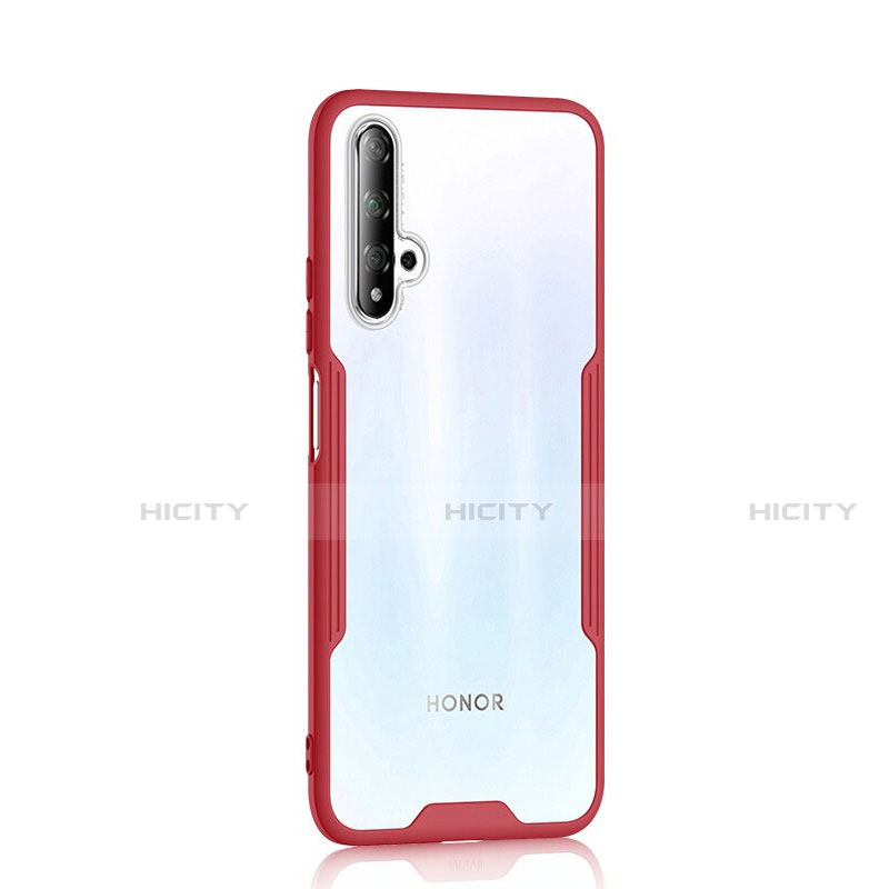 Custodia Silicone Trasparente Specchio Laterale Cover H01 per Huawei Honor 20 Rosso