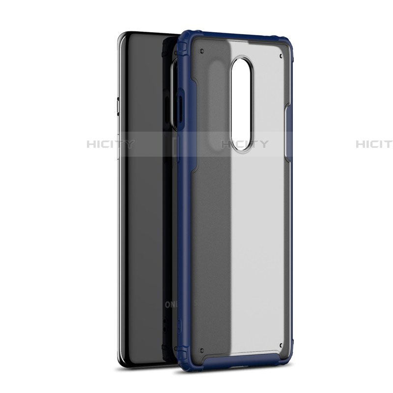 Custodia Silicone Trasparente Specchio Laterale Cover H01 per OnePlus 8 Blu