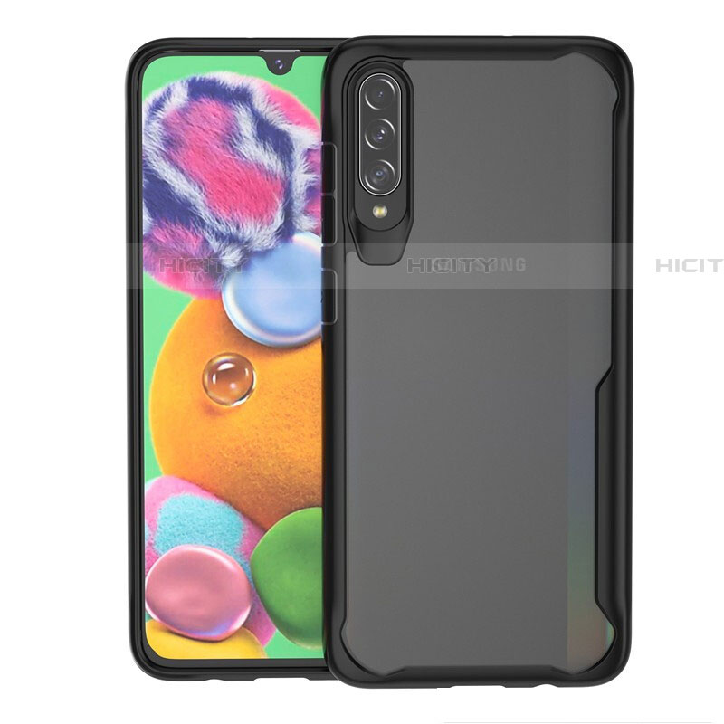 Custodia Silicone Trasparente Specchio Laterale Cover H01 per Samsung Galaxy A70 Nero