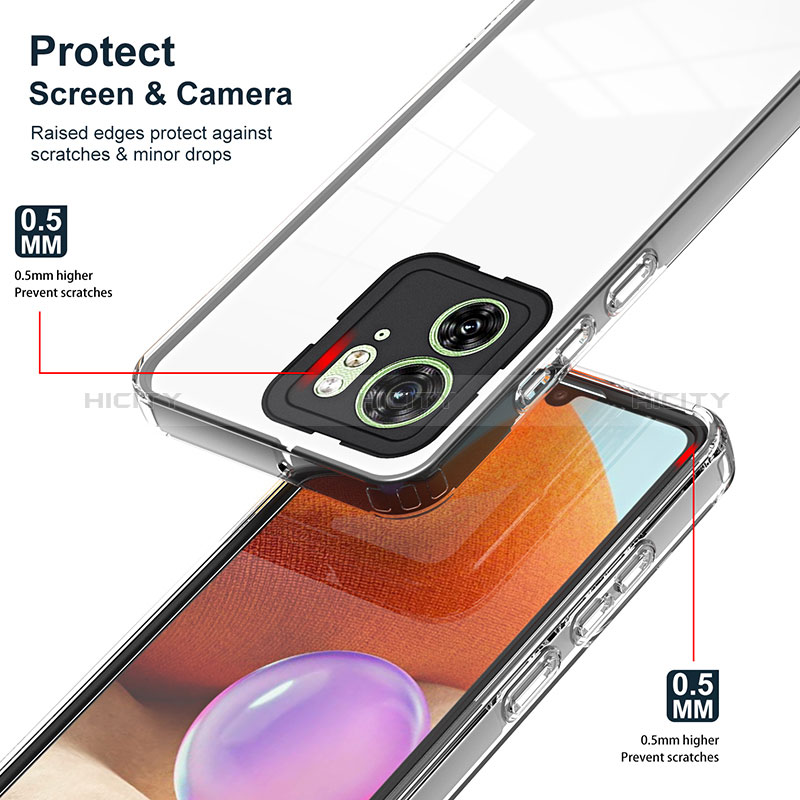 Custodia Silicone Trasparente Specchio Laterale Cover H01P per Motorola Moto Edge (2023) 5G