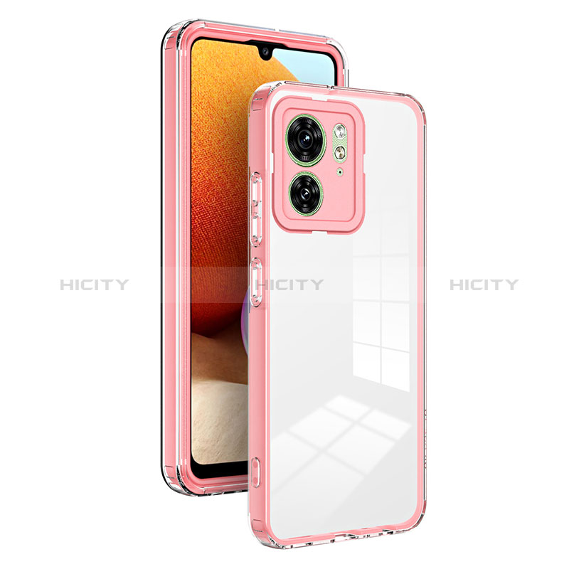 Custodia Silicone Trasparente Specchio Laterale Cover H01P per Motorola Moto Edge (2023) 5G Oro Rosa