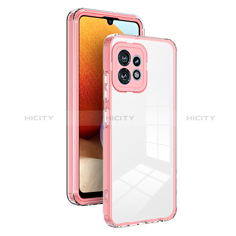 Custodia Silicone Trasparente Specchio Laterale Cover H01P per Motorola Moto Edge 40 Pro 5G Oro Rosa