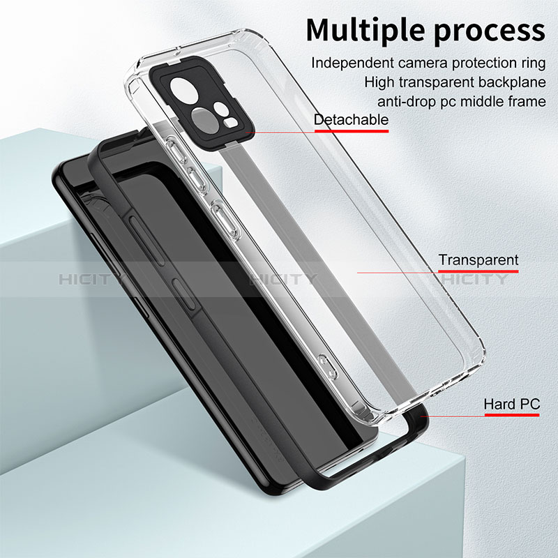 Custodia Silicone Trasparente Specchio Laterale Cover H01P per Motorola Moto G72