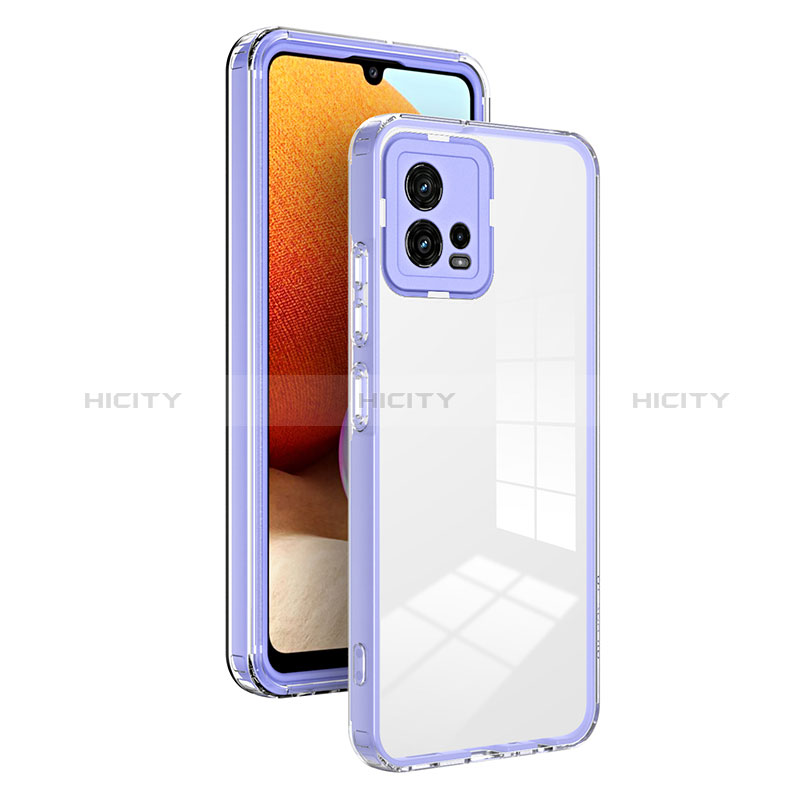 Custodia Silicone Trasparente Specchio Laterale Cover H01P per Motorola Moto G72 Viola