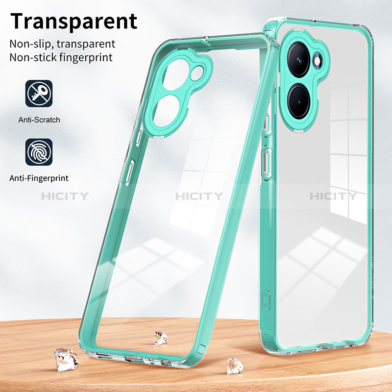 Custodia Silicone Trasparente Specchio Laterale Cover H01P per Realme C33 (2023)