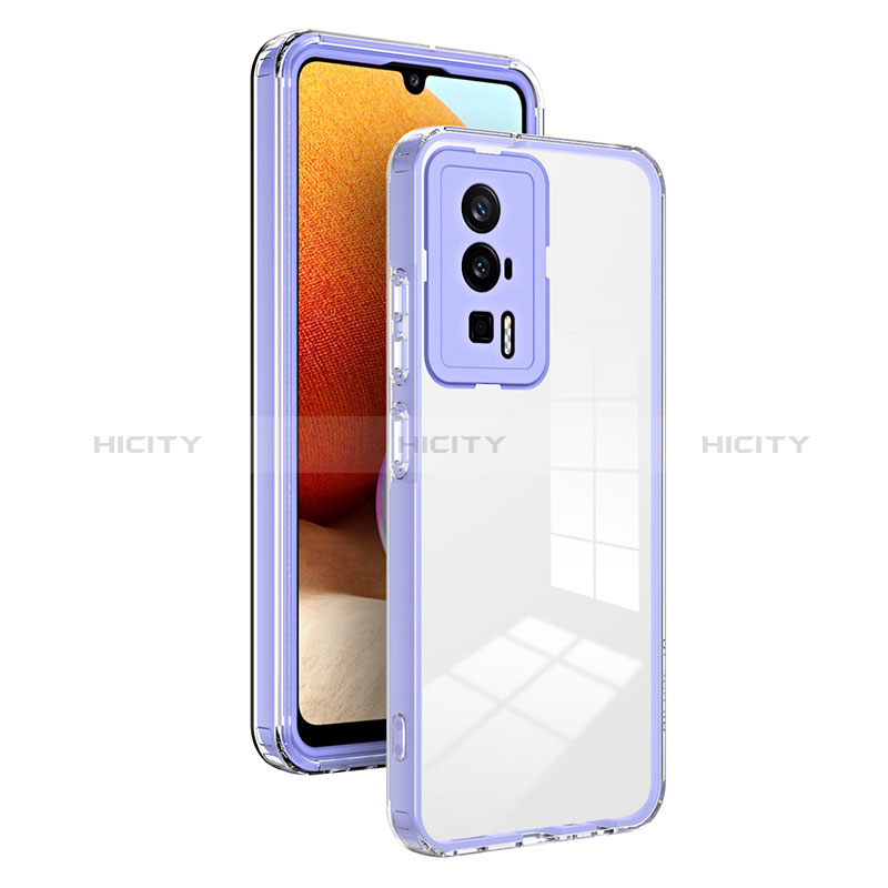 Custodia Silicone Trasparente Specchio Laterale Cover H01P per Xiaomi Poco F5 Pro 5G Viola