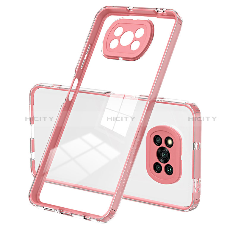 Custodia Silicone Trasparente Specchio Laterale Cover H01P per Xiaomi Poco X3 Pro Oro Rosa