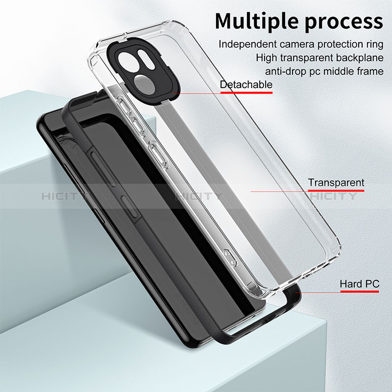 Custodia Silicone Trasparente Specchio Laterale Cover H01P per Xiaomi Redmi A2