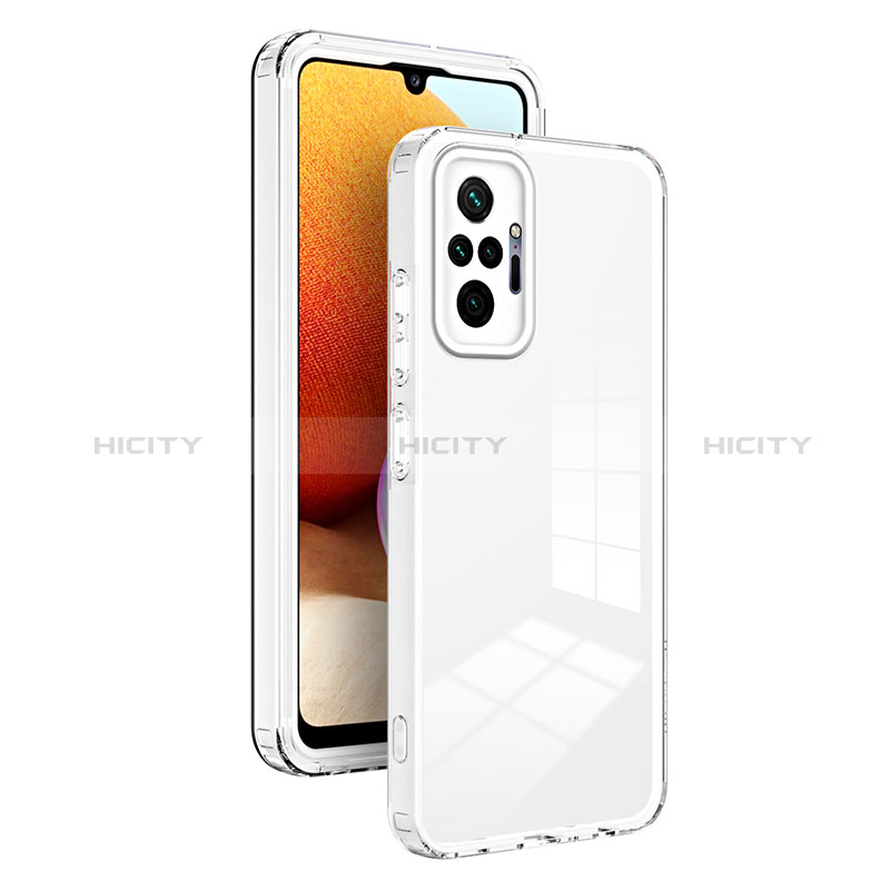 Custodia Silicone Trasparente Specchio Laterale Cover H01P per Xiaomi Redmi Note 10 Pro Max Bianco