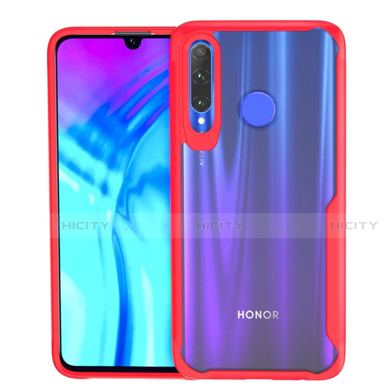 Custodia Silicone Trasparente Specchio Laterale Cover H02 per Huawei P Smart+ Plus (2019) Rosso