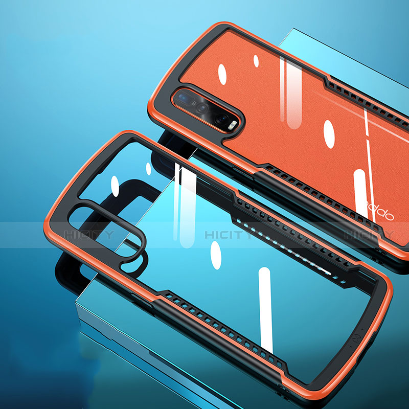 Custodia Silicone Trasparente Specchio Laterale Cover H03 per Oppo Find X2 Pro Arancione