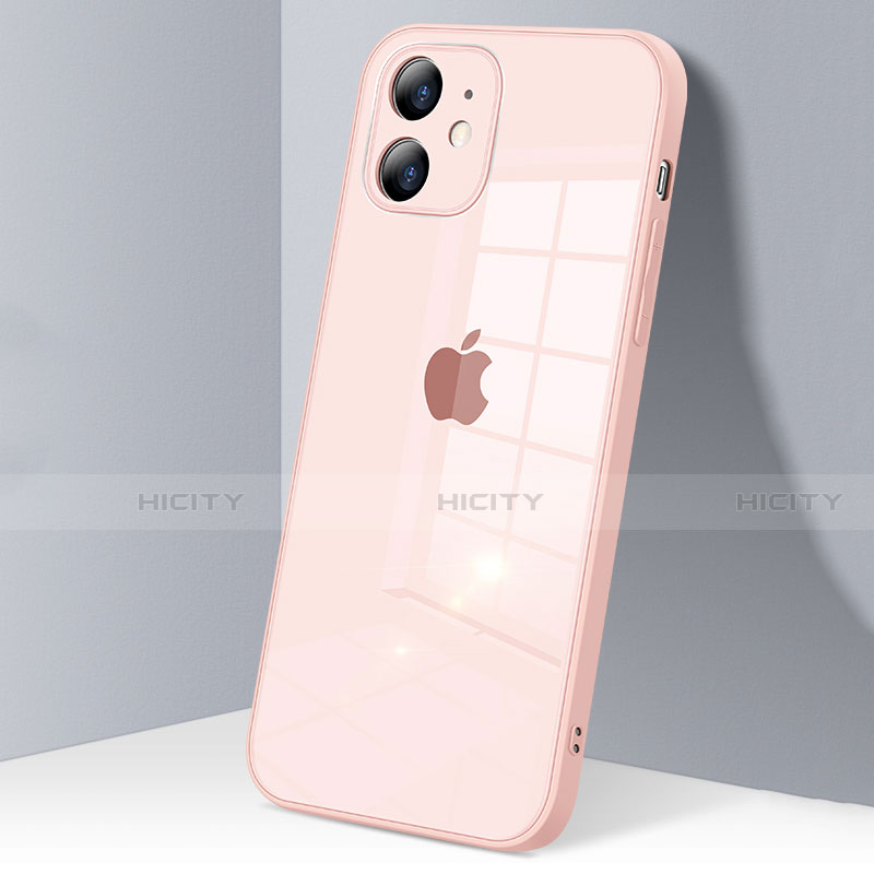 Custodia Silicone Trasparente Specchio Laterale Cover H06 per Apple iPhone 12 Mini Rosa