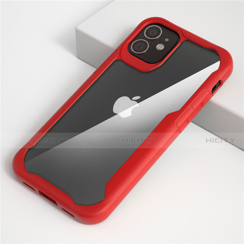 Custodia Silicone Trasparente Specchio Laterale Cover M01 per Apple iPhone 12 Max Rosso