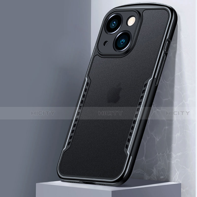 Custodia Silicone Trasparente Specchio Laterale Cover M01 per Apple iPhone 14 Nero