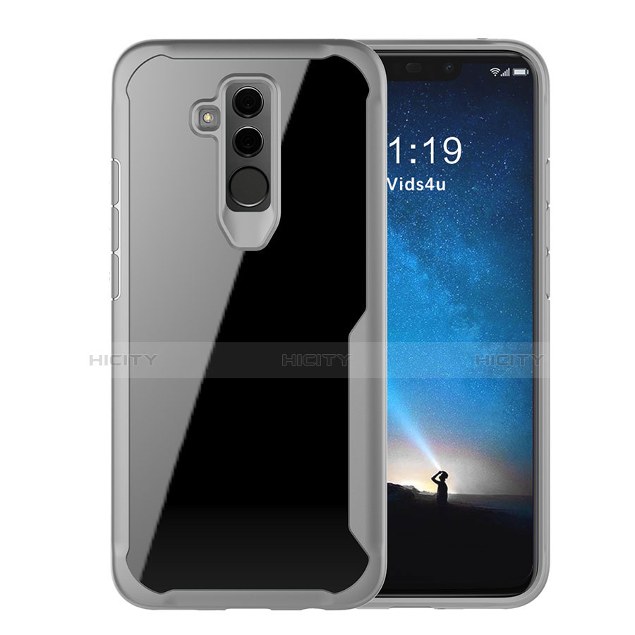 Custodia Silicone Trasparente Specchio Laterale Cover M01 per Huawei Mate 20 Lite Grigio