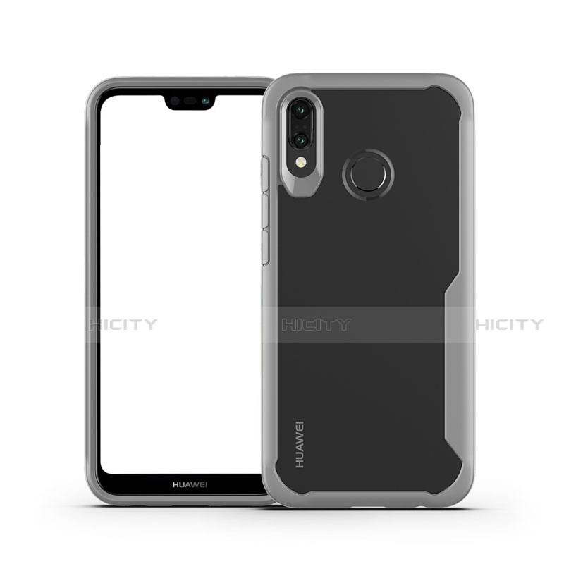 Custodia Silicone Trasparente Specchio Laterale Cover M01 per Huawei P20 Lite Grigio