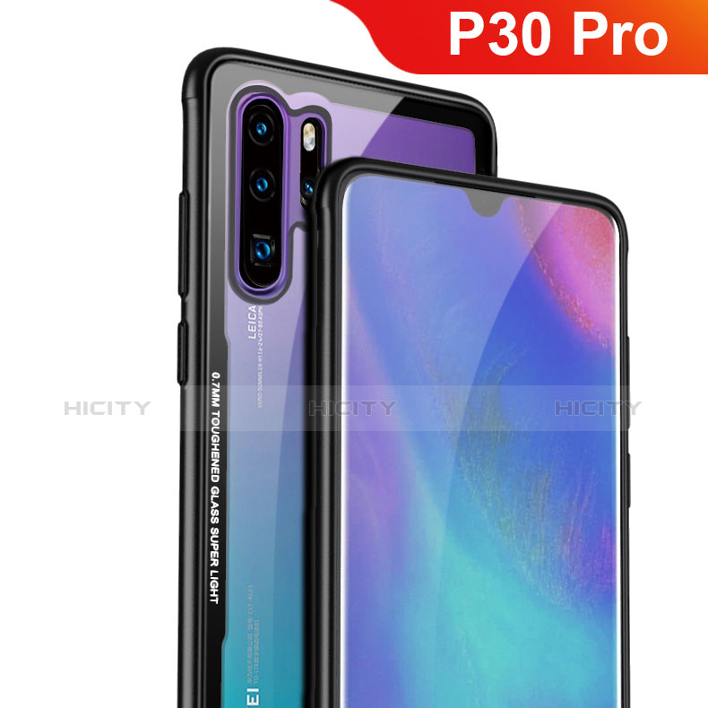 Custodia Silicone Trasparente Specchio Laterale Cover M01 per Huawei P30 Pro Nero