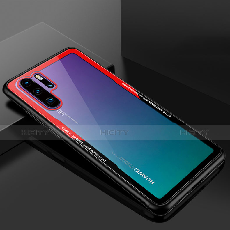 Custodia Silicone Trasparente Specchio Laterale Cover M01 per Huawei P30 Pro New Edition Rosso