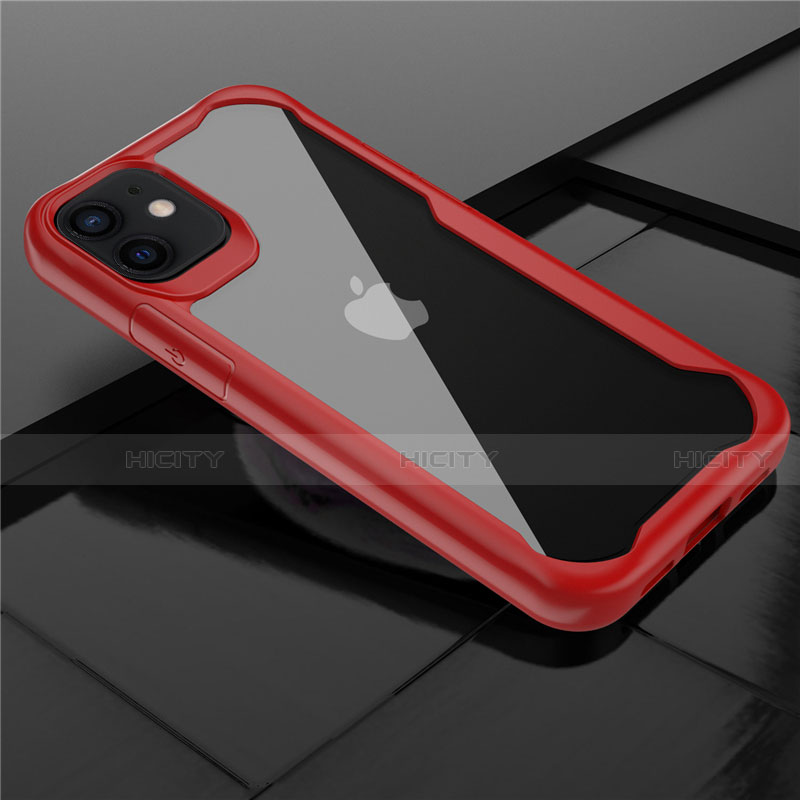 Custodia Silicone Trasparente Specchio Laterale Cover M02 per Apple iPhone 12 Mini Rosso