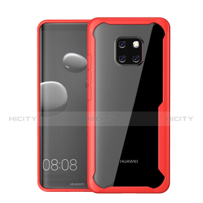 Custodia Silicone Trasparente Specchio Laterale Cover M02 per Huawei Mate 20 Pro Rosso