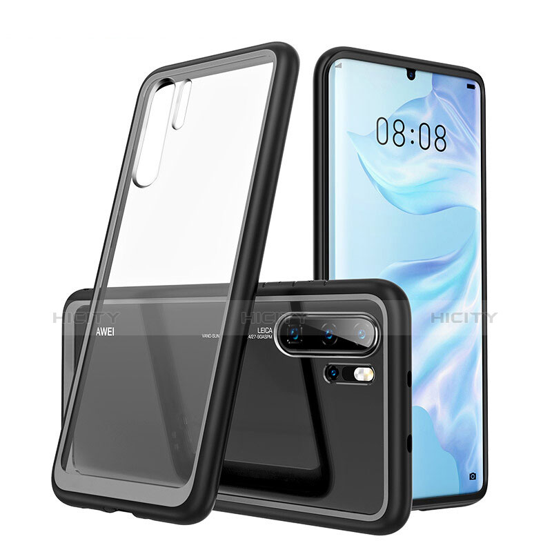 Custodia Silicone Trasparente Specchio Laterale Cover M02 per Huawei P30 Pro Nero