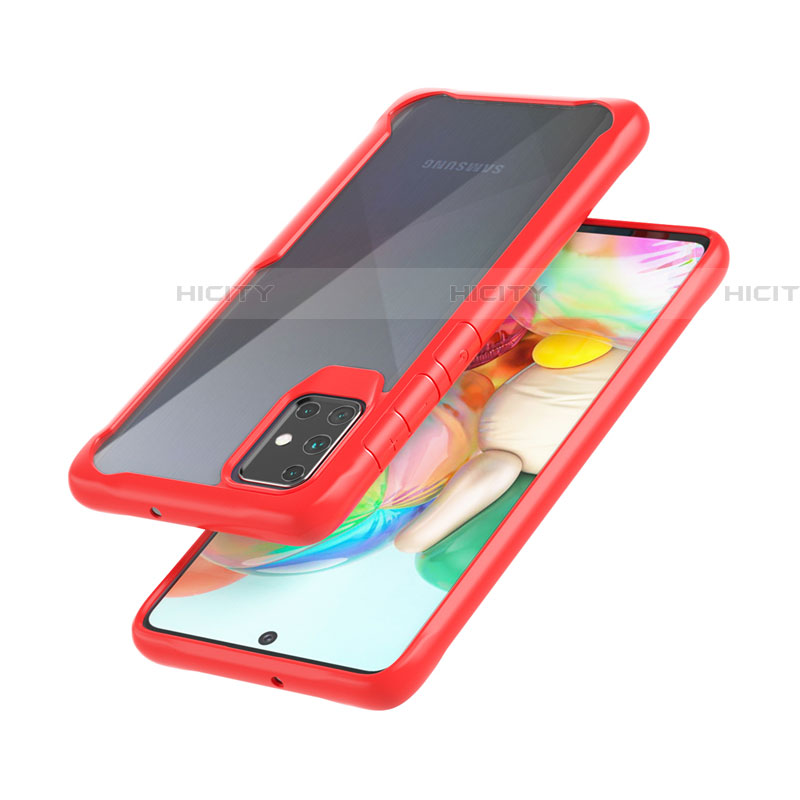 Custodia Silicone Trasparente Specchio Laterale Cover M02 per Samsung Galaxy A71 5G Rosso