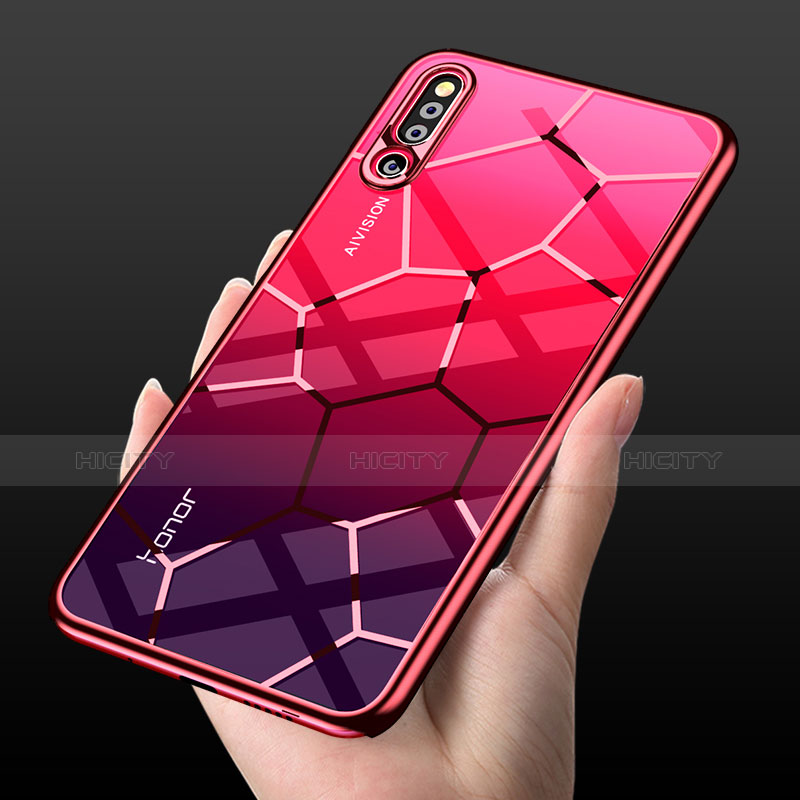 Custodia Silicone Trasparente Specchio Laterale Cover M03 per Huawei Honor Magic 2 Rosso