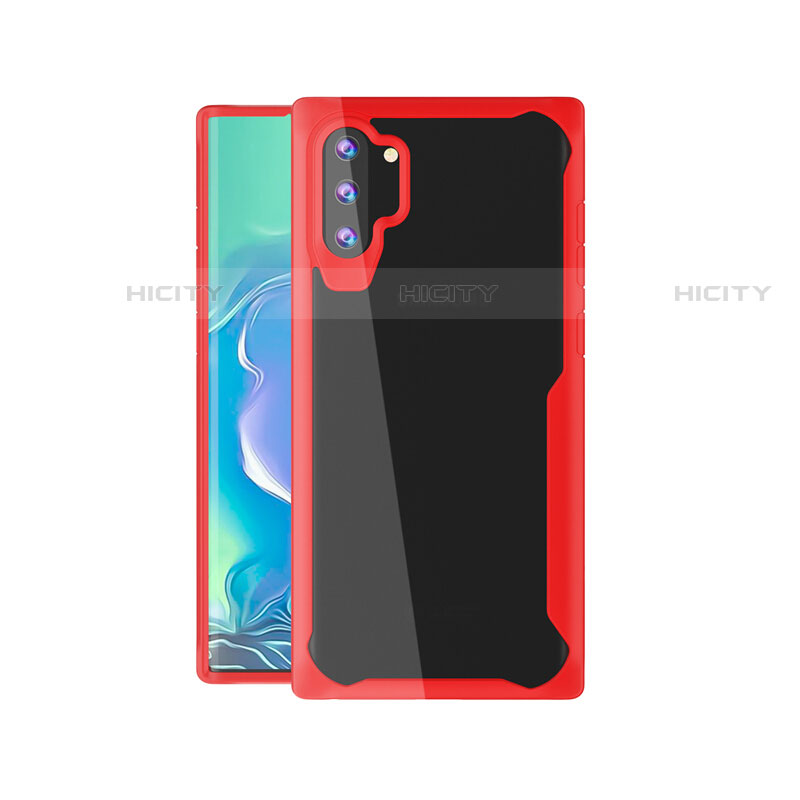Custodia Silicone Trasparente Specchio Laterale Cover M03 per Samsung Galaxy Note 10 Plus 5G Rosso