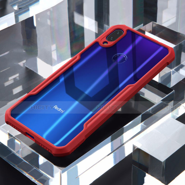 Custodia Silicone Trasparente Specchio Laterale Cover M03 per Xiaomi Redmi Note 7 Pro Rosso