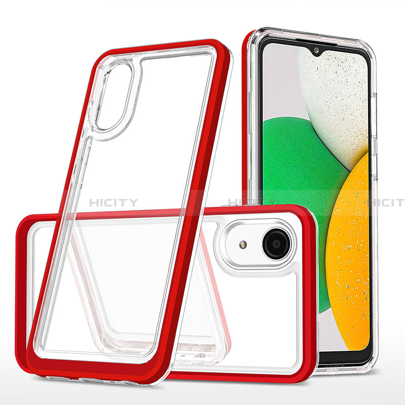 Custodia Silicone Trasparente Specchio Laterale Cover MQ1 per Samsung Galaxy A03 Core Rosso