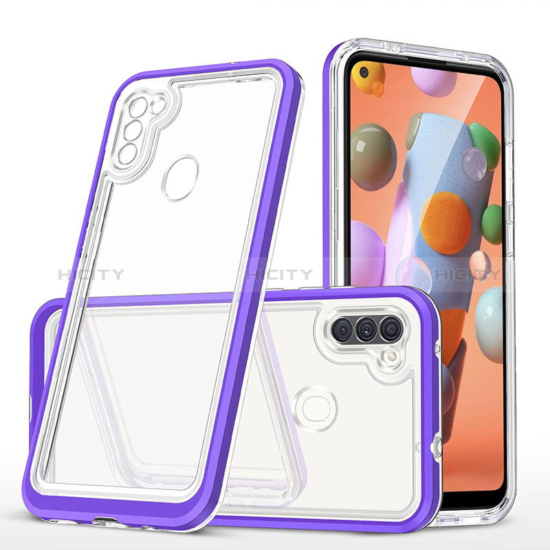 Custodia Silicone Trasparente Specchio Laterale Cover MQ1 per Samsung Galaxy A11