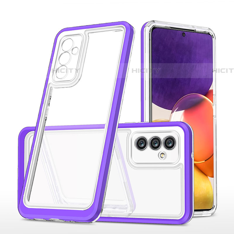 Custodia Silicone Trasparente Specchio Laterale Cover MQ1 per Samsung Galaxy A24 4G Viola