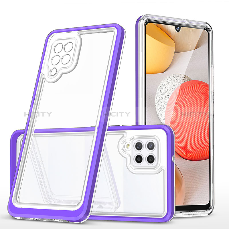 Custodia Silicone Trasparente Specchio Laterale Cover MQ1 per Samsung Galaxy A42 5G Viola