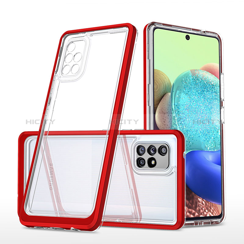 Custodia Silicone Trasparente Specchio Laterale Cover MQ1 per Samsung Galaxy A71 4G A715 Rosso