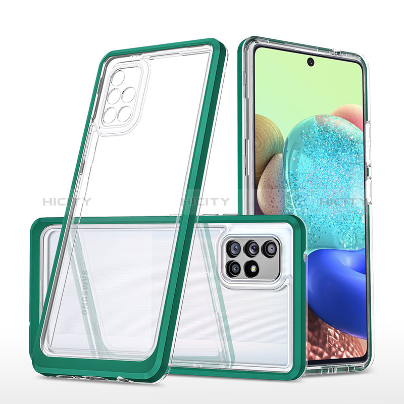 Custodia Silicone Trasparente Specchio Laterale Cover MQ1 per Samsung Galaxy A71 4G A715 Verde