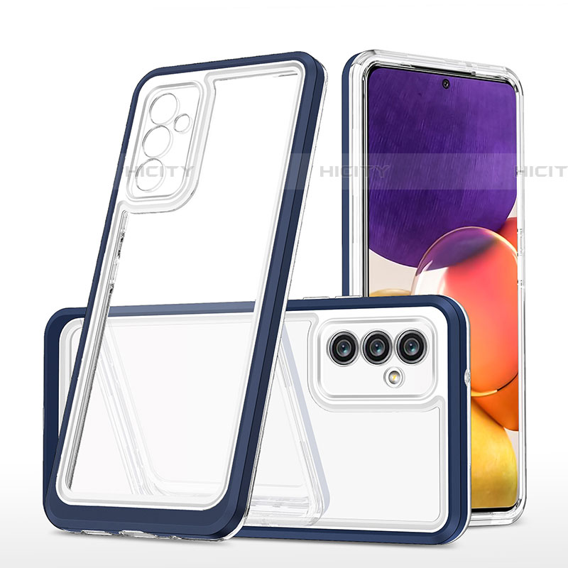 Custodia Silicone Trasparente Specchio Laterale Cover MQ1 per Samsung Galaxy A82 5G Blu