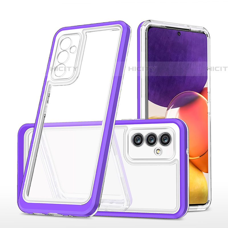 Custodia Silicone Trasparente Specchio Laterale Cover MQ1 per Samsung Galaxy A82 5G Viola