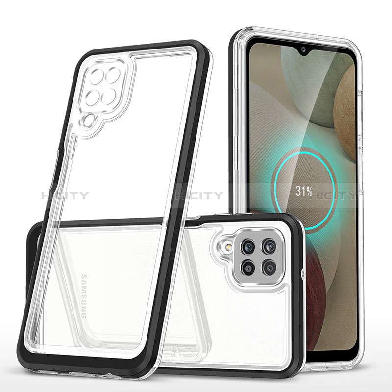 Custodia Silicone Trasparente Specchio Laterale Cover MQ1 per Samsung Galaxy F12 Nero