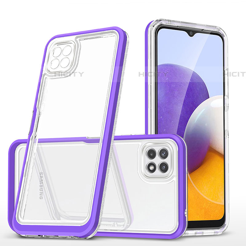 Custodia Silicone Trasparente Specchio Laterale Cover MQ1 per Samsung Galaxy F42 5G Viola