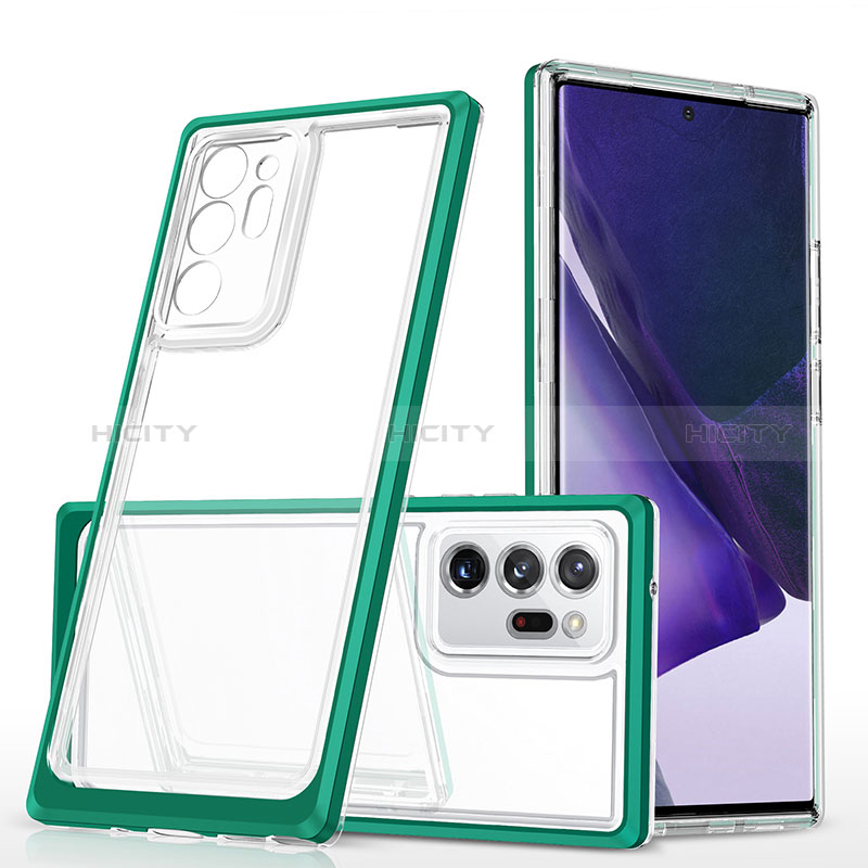 Custodia Silicone Trasparente Specchio Laterale Cover MQ1 per Samsung Galaxy Note 20 Ultra 5G Verde