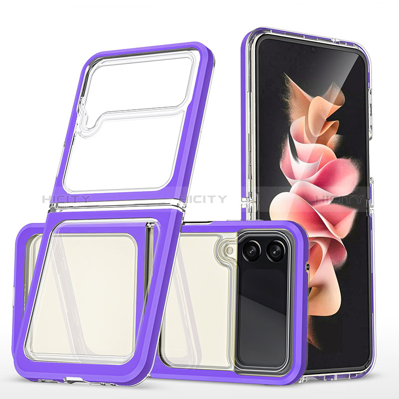 Custodia Silicone Trasparente Specchio Laterale Cover MQ1 per Samsung Galaxy Z Flip3 5G