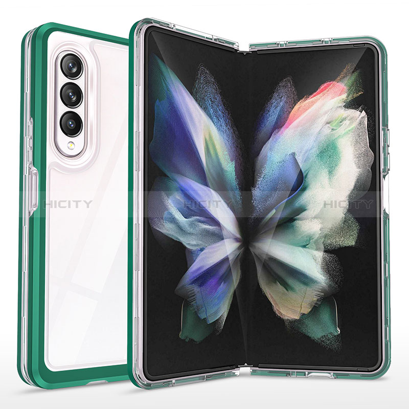 Custodia Silicone Trasparente Specchio Laterale Cover MQ1 per Samsung Galaxy Z Fold3 5G