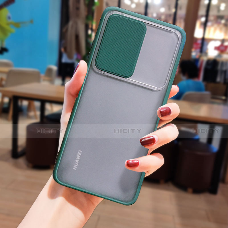 Custodia Silicone Trasparente Specchio Laterale Cover N05 per Huawei P40 Verde Notte