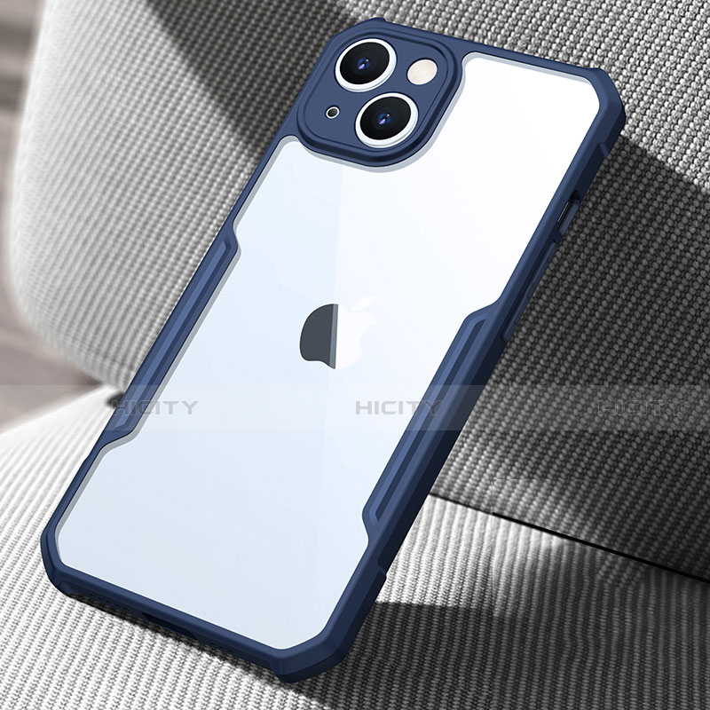 Custodia Silicone Trasparente Specchio Laterale Cover per Apple iPhone 13 Mini Blu