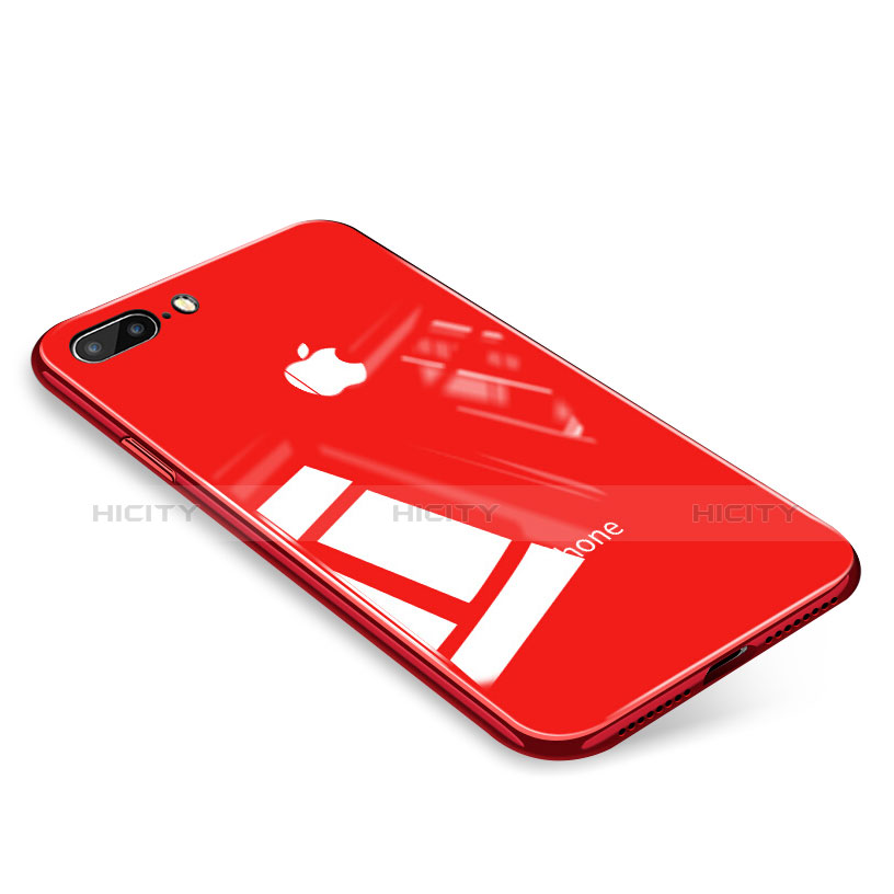 Custodia Silicone Trasparente Specchio Laterale Cover per Apple iPhone 7 Plus Rosso