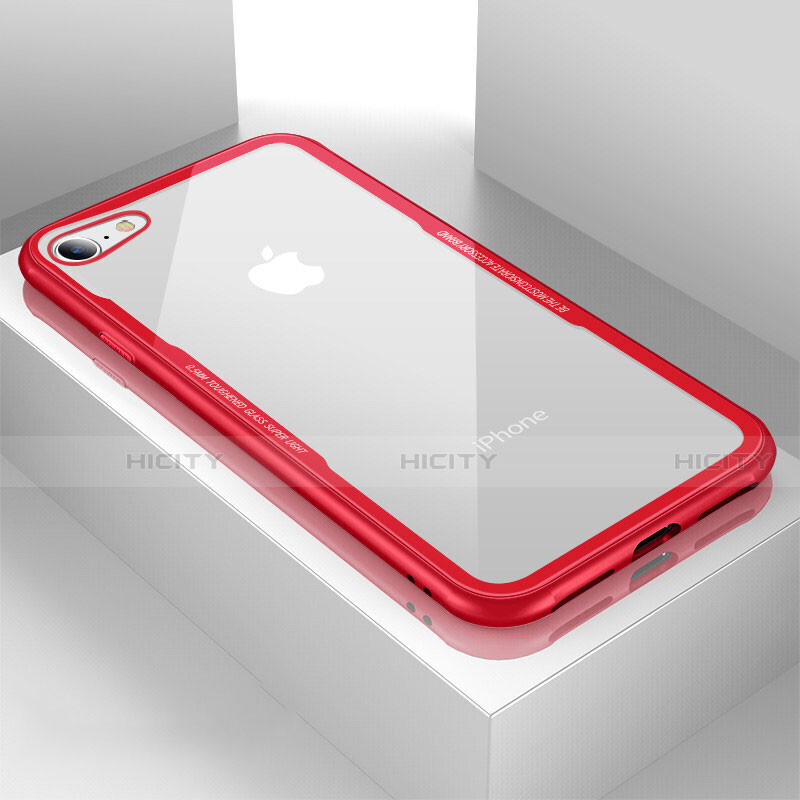 Custodia Silicone Trasparente Specchio Laterale Cover per Apple iPhone 8 Rosso