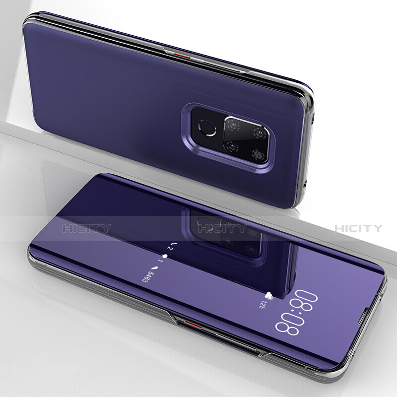 Custodia Silicone Trasparente Specchio Laterale Cover per Huawei Mate 20 Viola